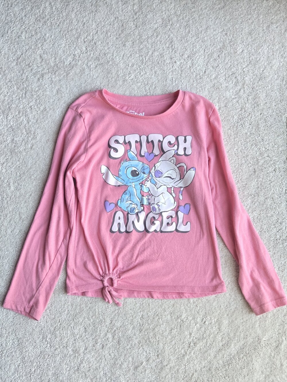 Disney Pink Stitch & Angel Tie-Front Long Sleeve Tee